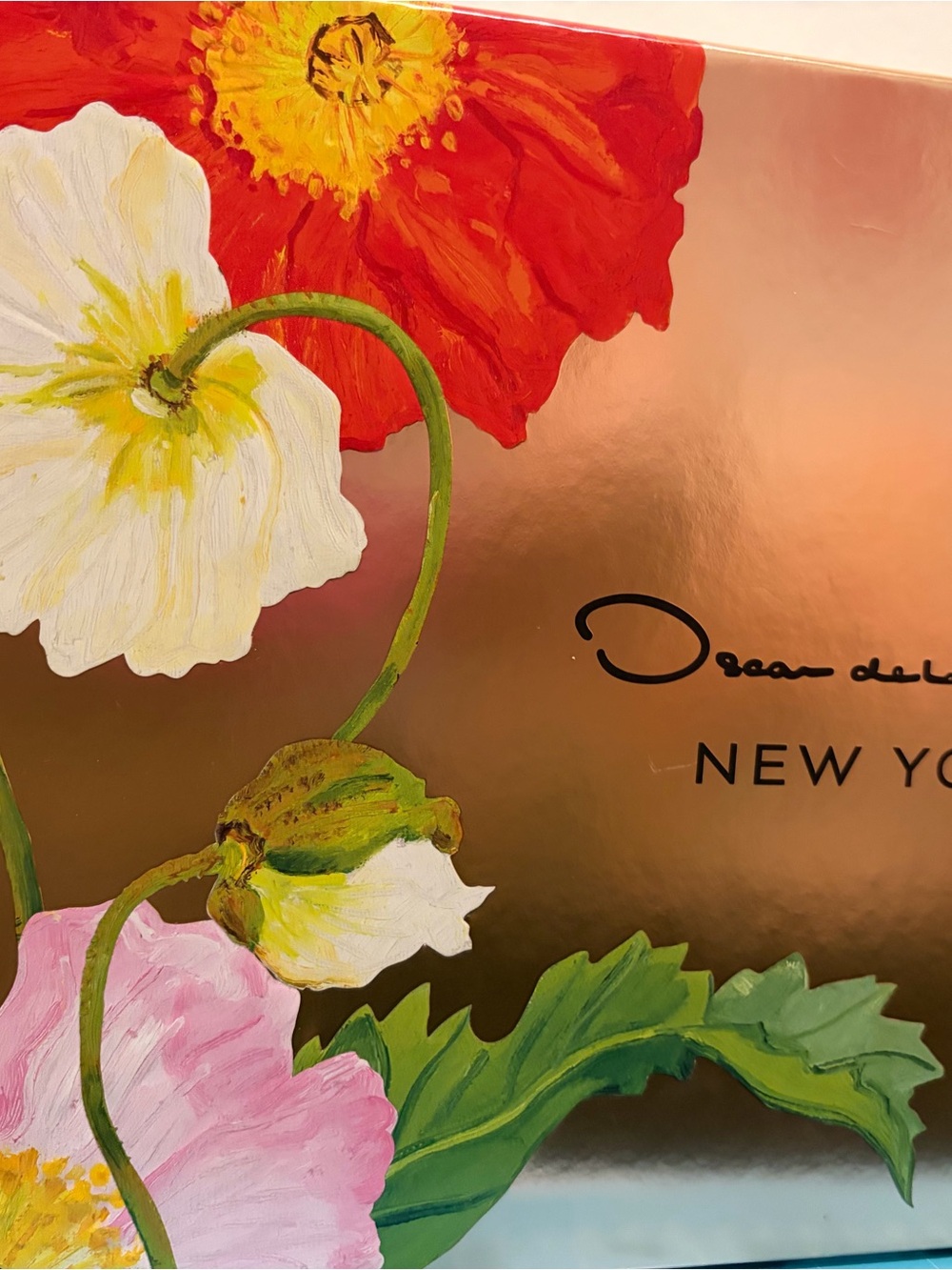 Oscar de la Renta Metallic Floral Box - Red, Pink, White, Green, Yellow